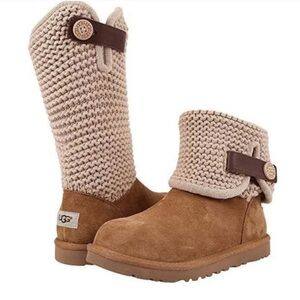 UGG Women's Knit and Suede Boots - Tan and Brown